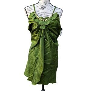 NWT Y2K Steve Madden Gladiator Dress Embellished Green Strappy Sleeveless Mini L